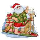 Paddleboarding Santa, Reindeer & Presents Wood Art