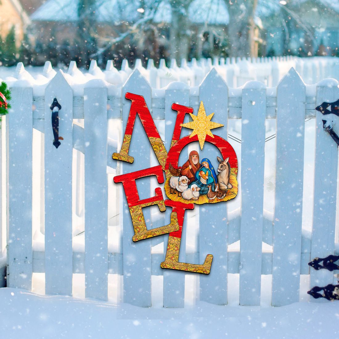 NOEL Nativity & Star of Bethlehem Door Hanger