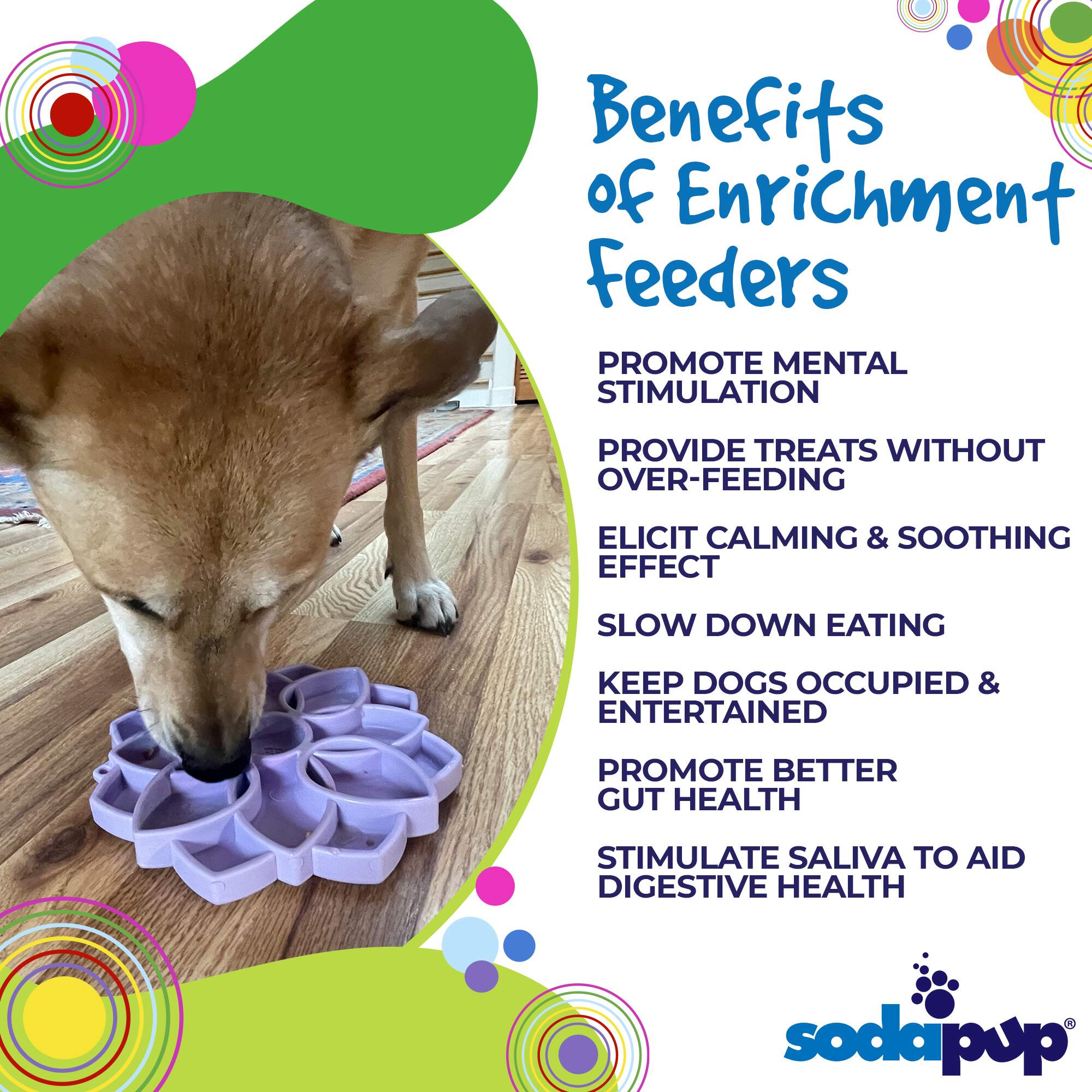 Mandala SOFT Slow Feeder Dog Bowl for Enrichment - 8" diameter x 1" deep