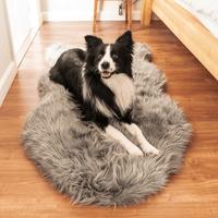 PupRug by Paw.com® Faux Fur Orthopedic Dog Bed: Curve Charcoal Grey