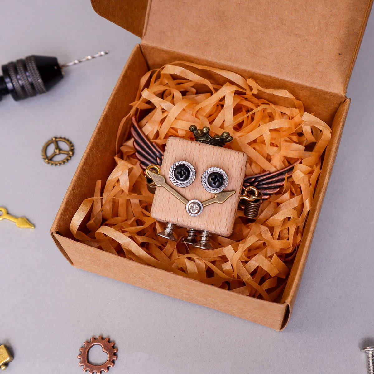 Wood Robots DIY Building Kit (2) - Backpack Keychains