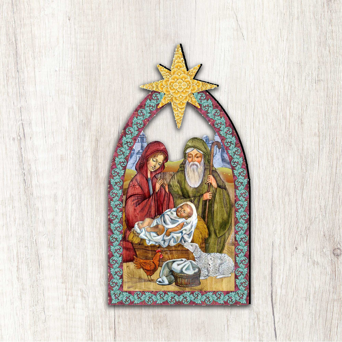 Illustrated Nativity Door Hanger