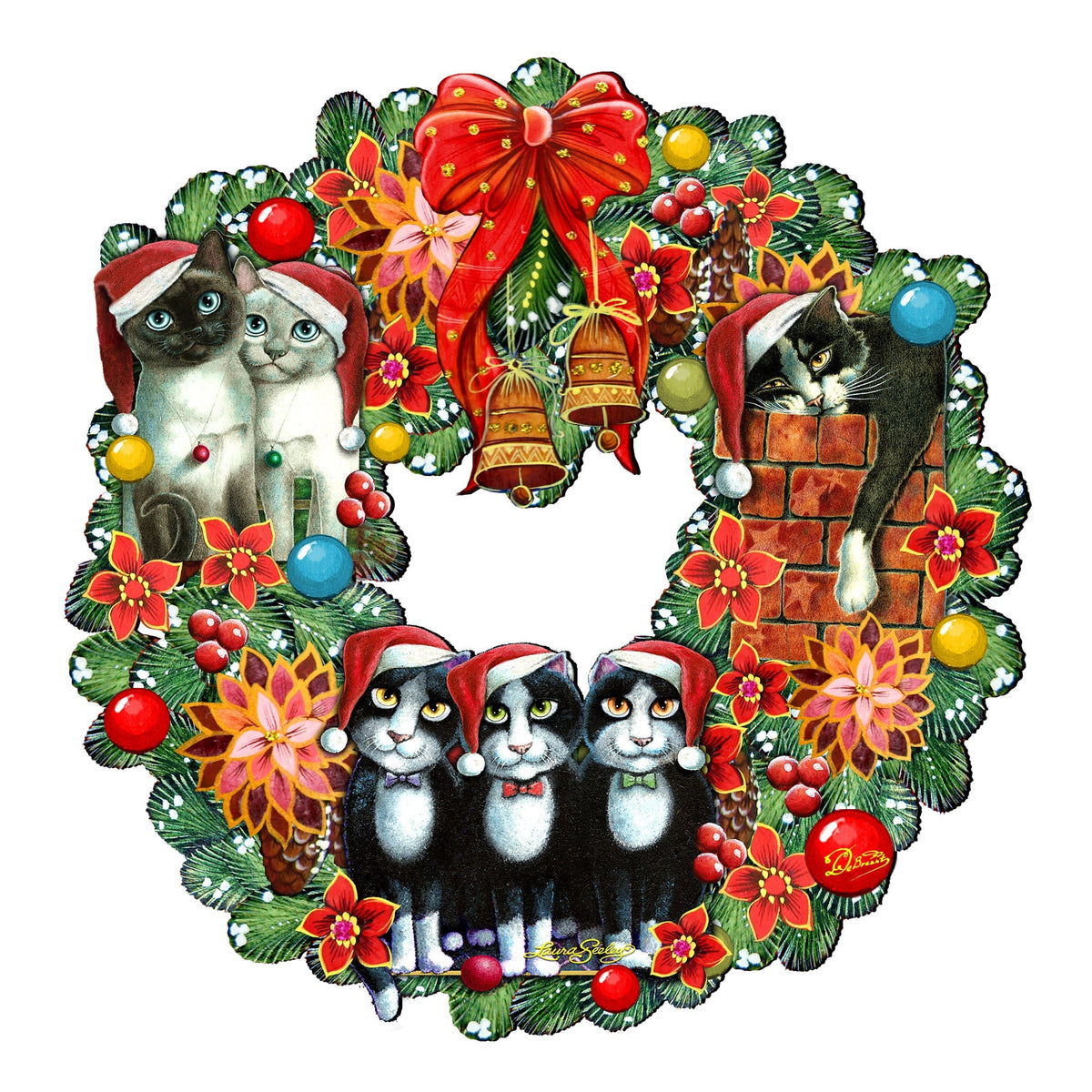 Cat Lovers Christmas Holiday Wreath