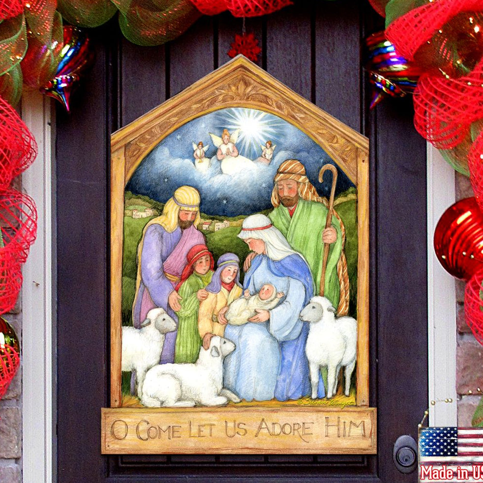 O Come Let Us Adore Him Nativity Door Hanger