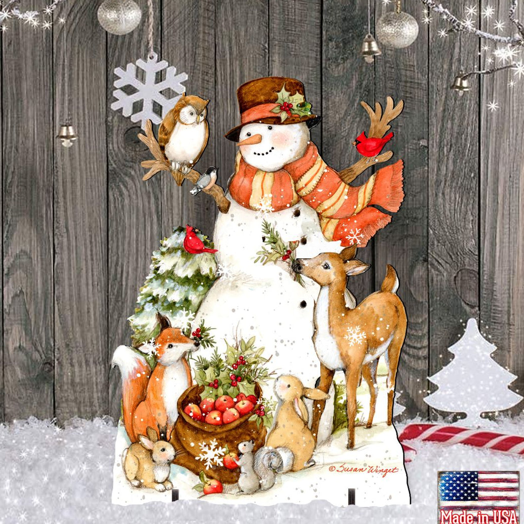 Storybook Snowman & Wildlife Friends Outdoor Decor