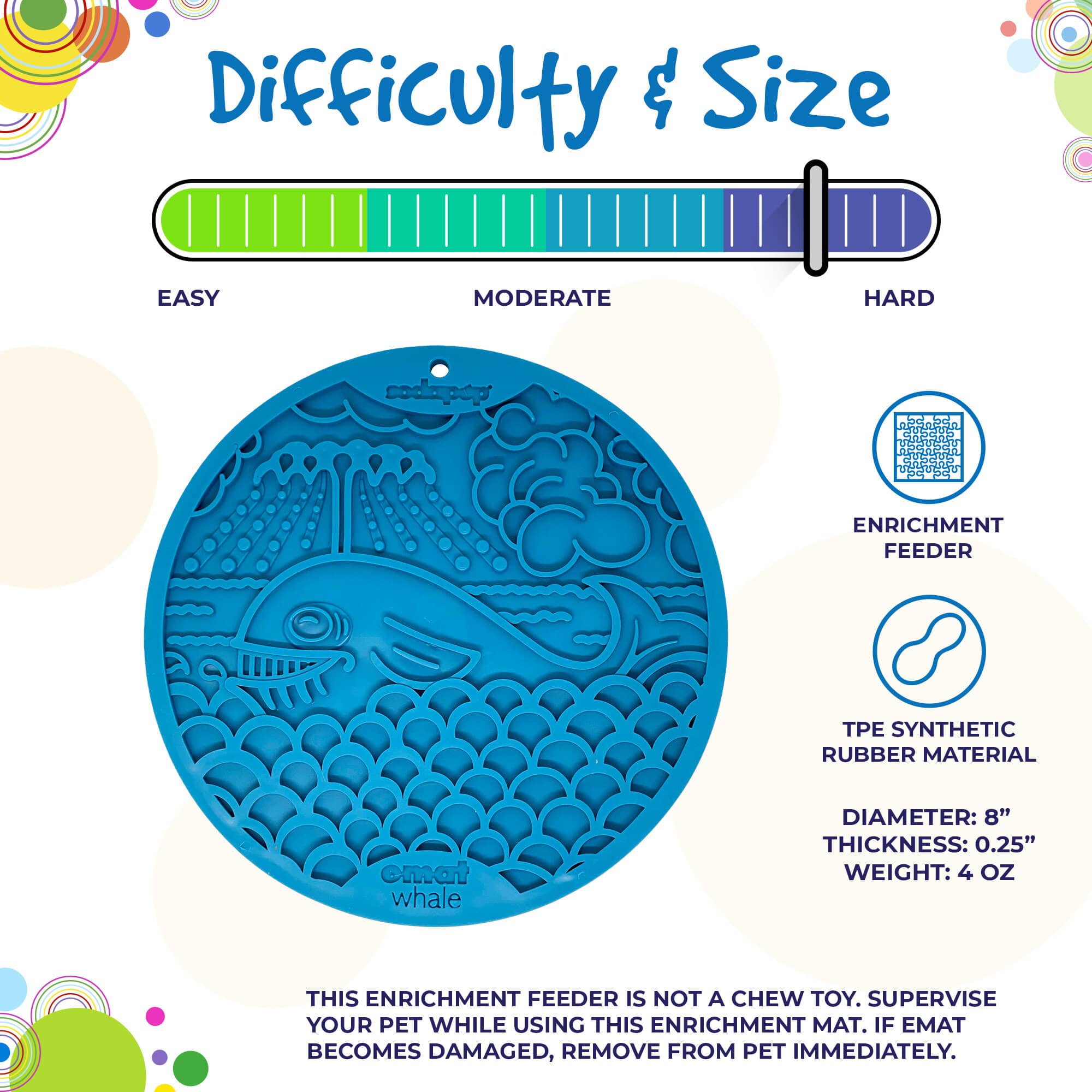 Whale Enrichment Lick Mat with Suction Cups - 8"