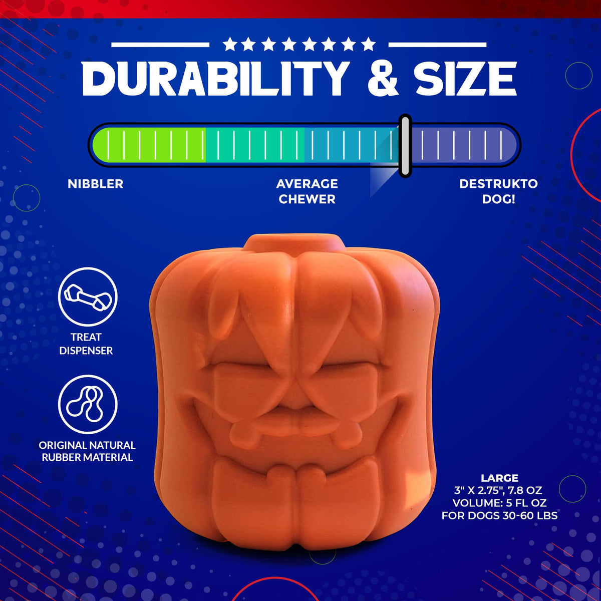 Jack O' Lantern Dog Toy - Treat Dispenser