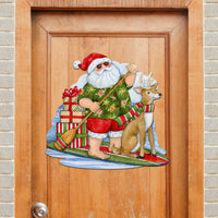 Paddleboarding Santa, Reindeer & Presents Wood Art