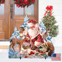 Old Saint Nick & Wildlife Friends Door Hanger Art