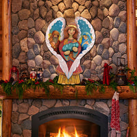 Folk Art Angel & Nativity Scene Door Hanger