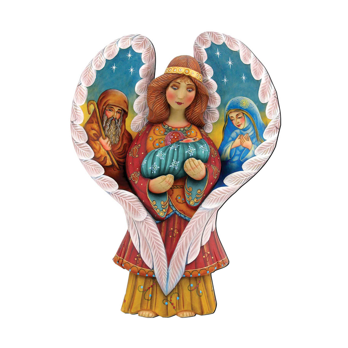 Folk Art Angel & Nativity Scene Door Hanger