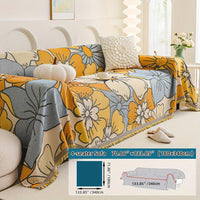 Boho Chic Double-sided Chenille Sofa Cover with Tassels - All-Season