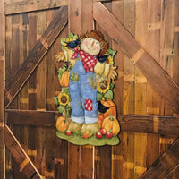 Harvest Scarecrow Wood Door Art