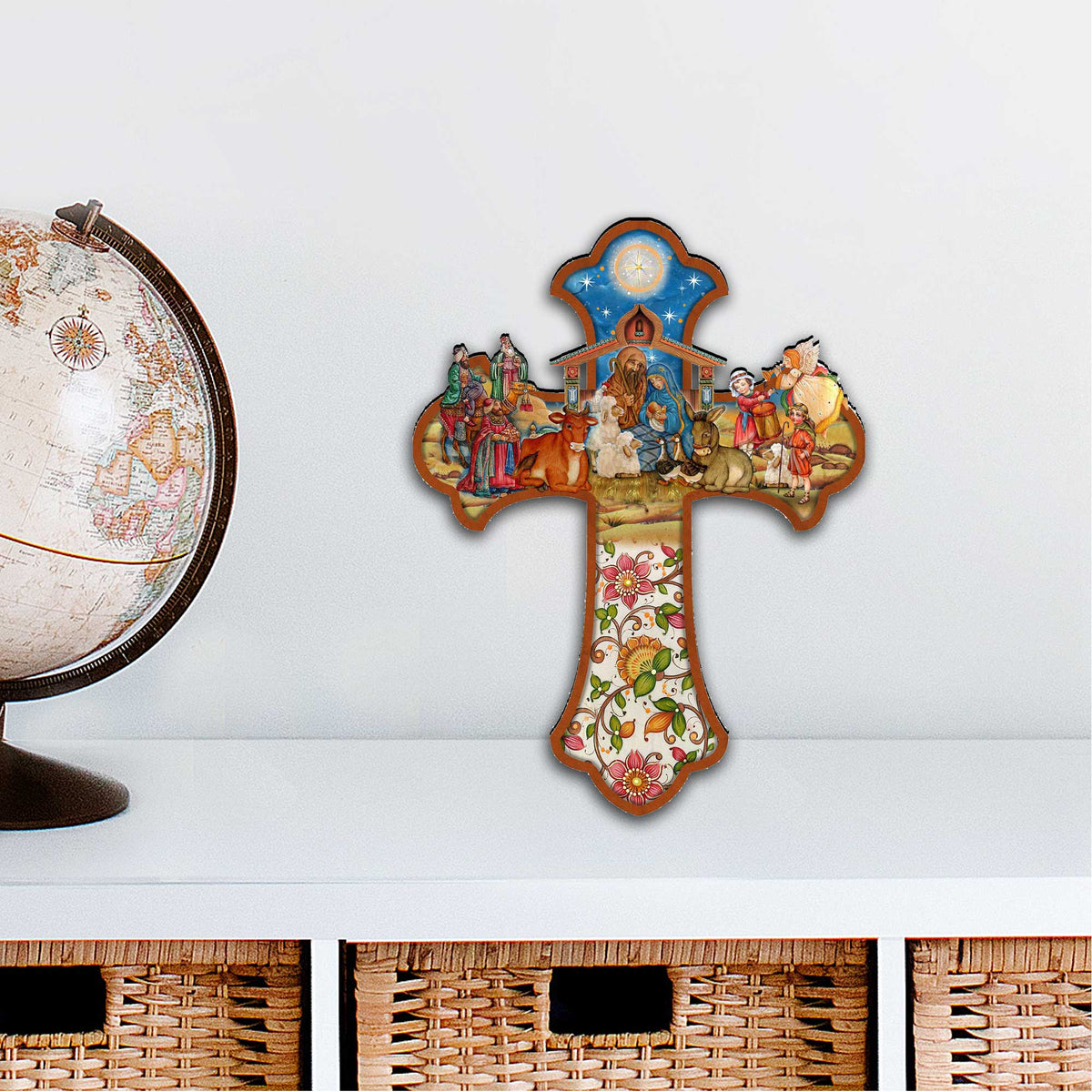 Christian Cross w/Nativity Door Hanger