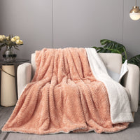 Creamy Peach Sherpa Fleece Blanket