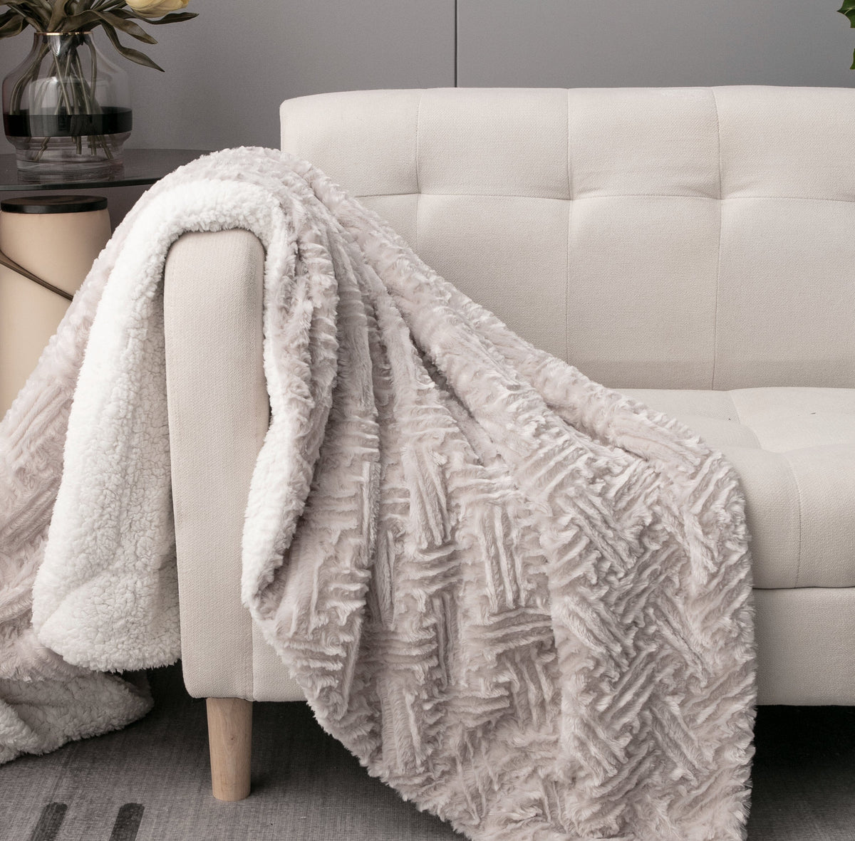 Lavender Grey Soft Plush Sherpa Blanket