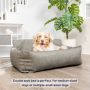 PupProtector™ Faux Cool-to-Touch Vegan Leather Memory Foam Dog Car Bed - Slate Gray