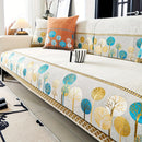 Pet Proof Couch Cover - Boho Chenille Sofa Cover with Tree Embroidery