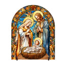 Church Stained Glass Style Nativity Outdoor Art