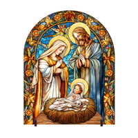Church Stained Glass Style Nativity Outdoor Art