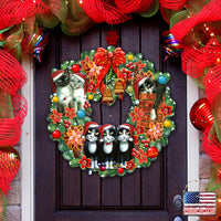Cat Lovers Christmas Holiday Wreath
