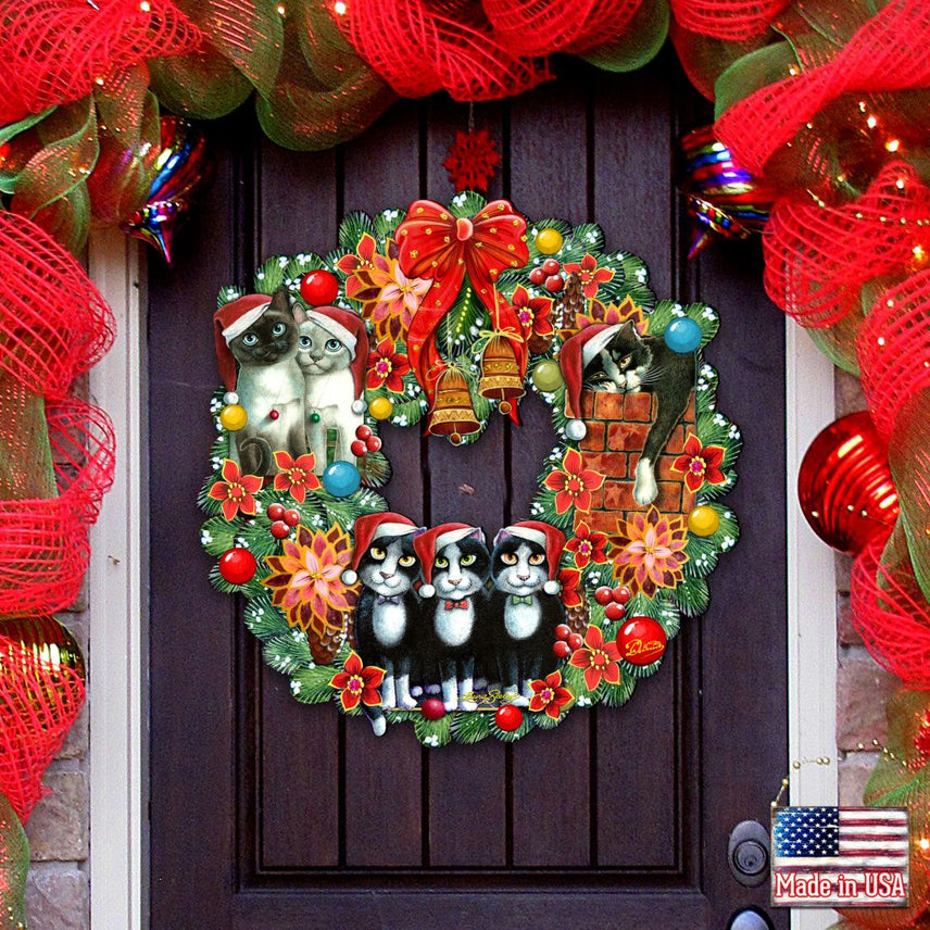 Cat Lovers Christmas Holiday Wreath