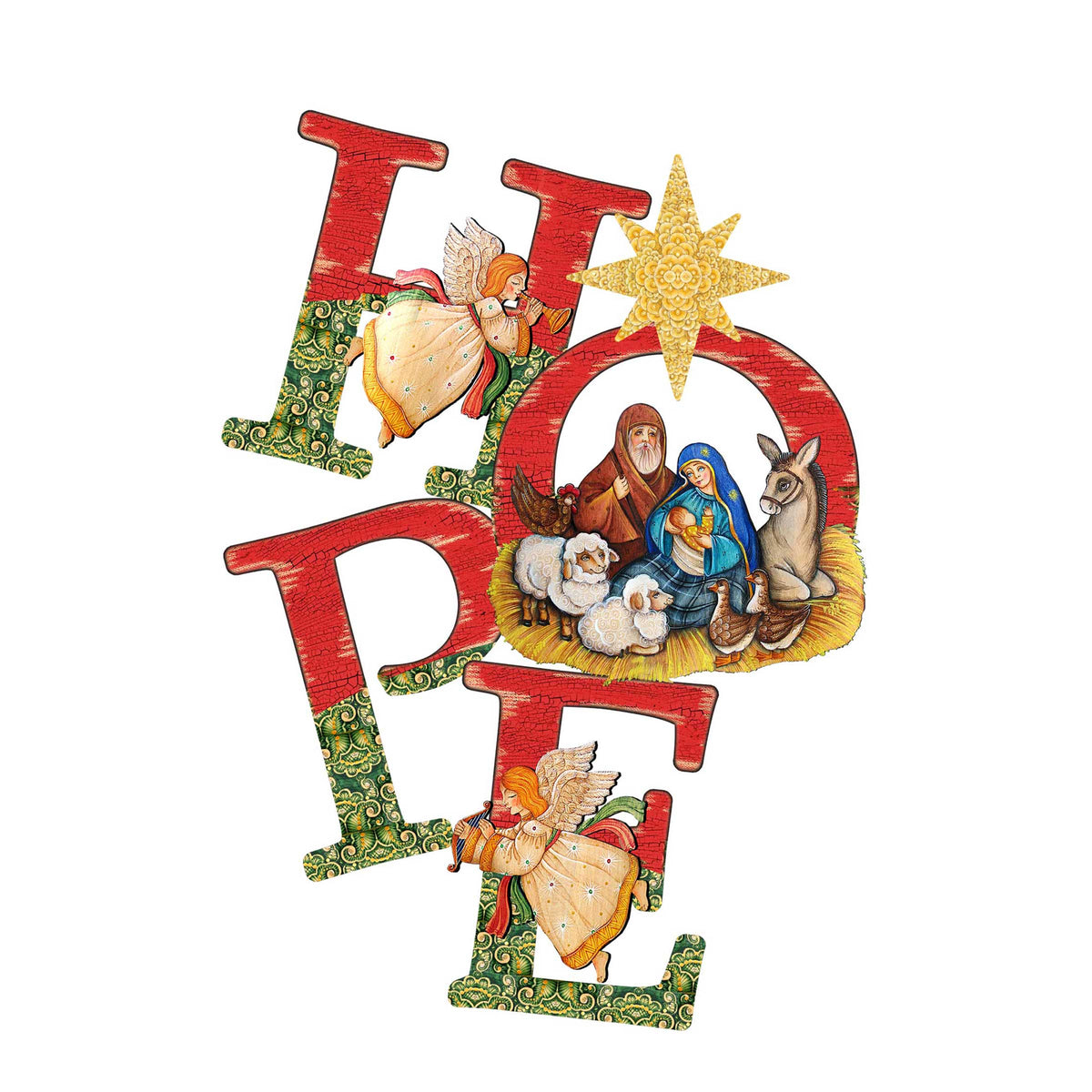 HOPE Nativity & Angels Christmas Door Hanger/Wall Art
