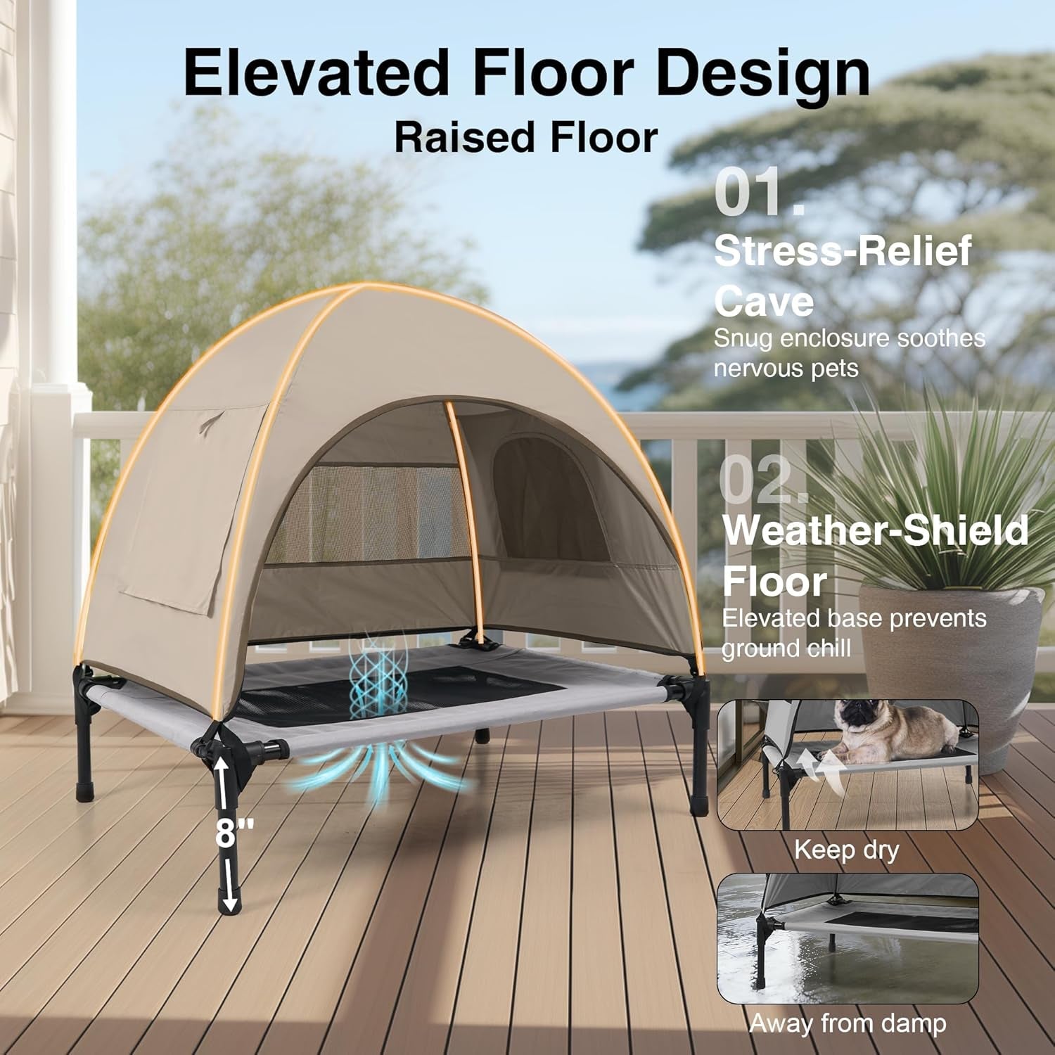 Outdoor Dog Cot and Shade Canopy