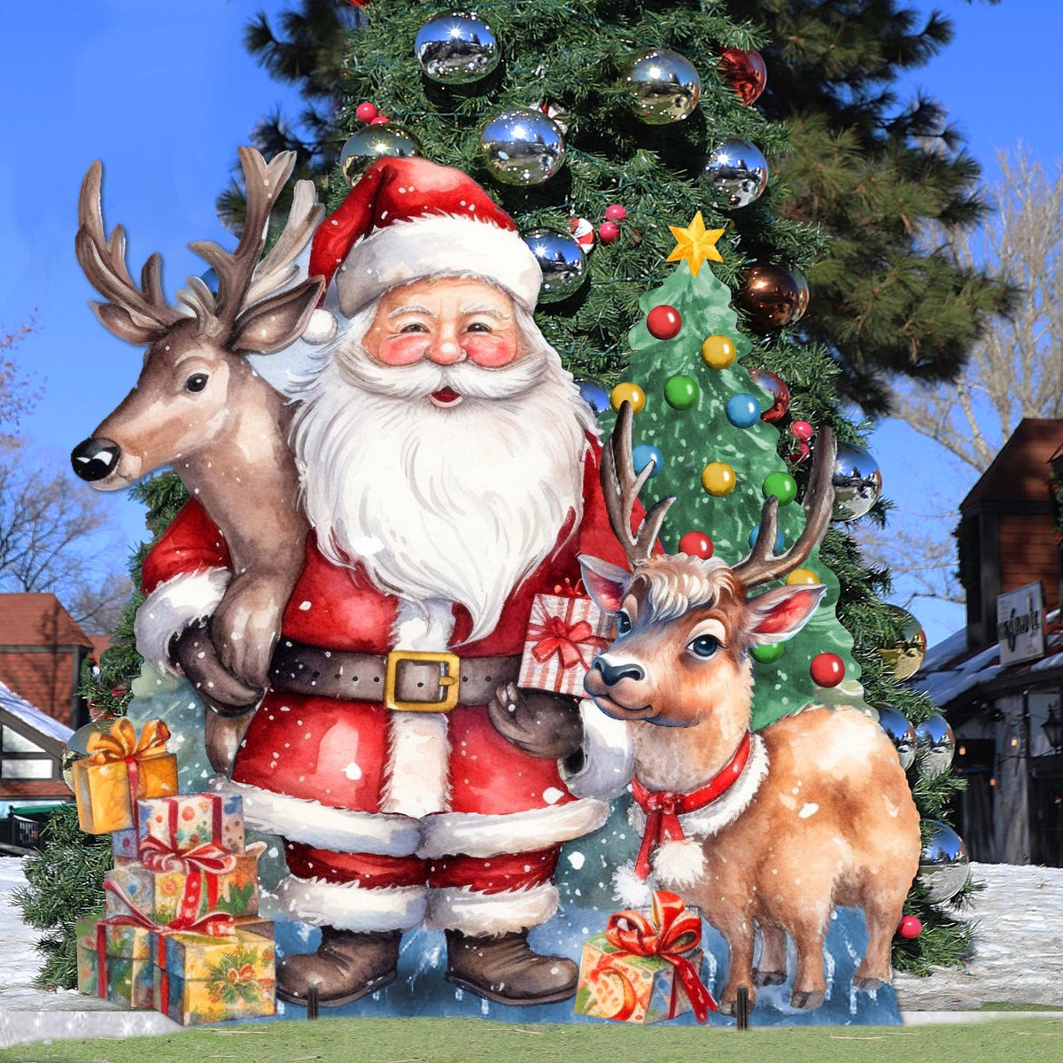 Santa & Reindeer Outdoor Decor