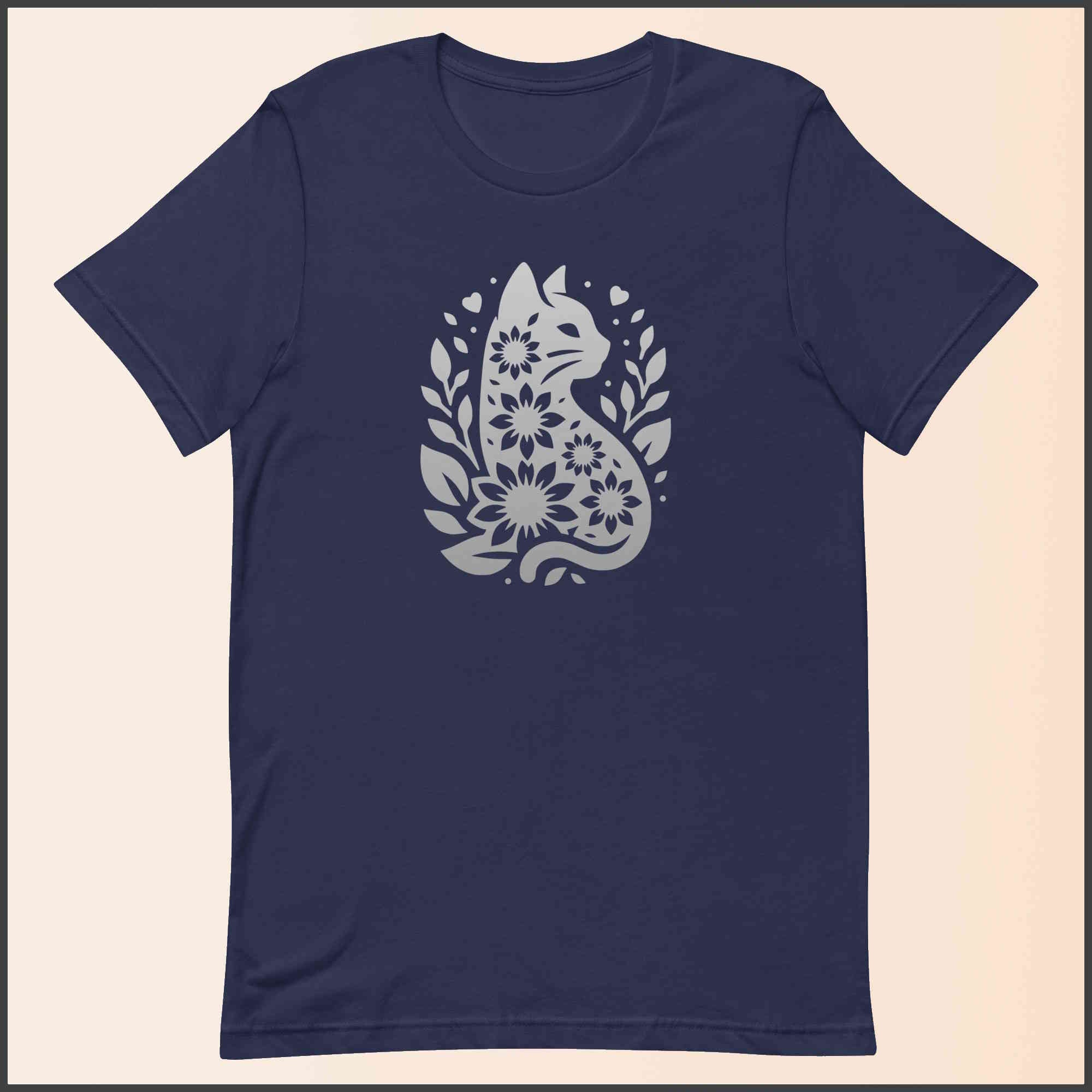 Floral Cat Graphic Unisex T-shirt