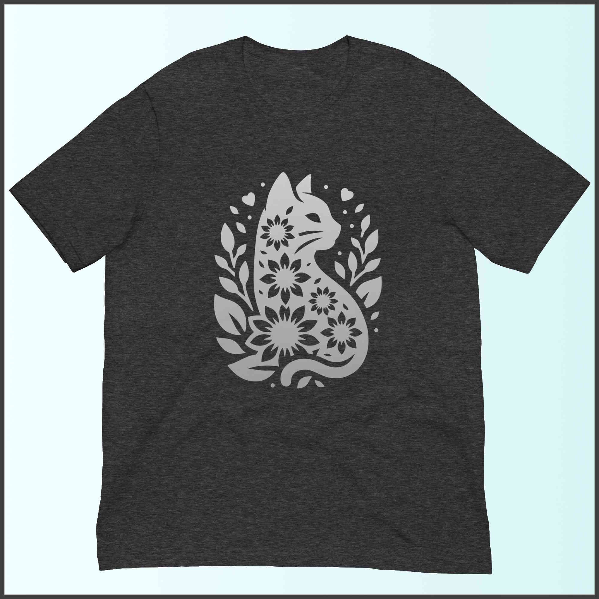 Floral Cat Graphic Unisex T-shirt