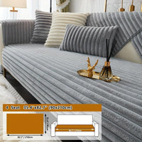 Luxurious Rabbit Fur Sofa Slipcover | Non-Slip Light Grey for dog use
