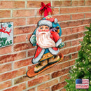 Cool Snowboarding Santa Door Hanger