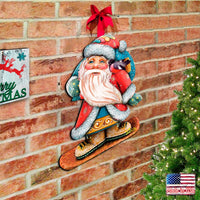 Cool Snowboarding Santa Door Hanger