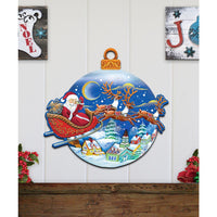 Christmas Eve Santa's Sleigh & Reindeer Door Hanger