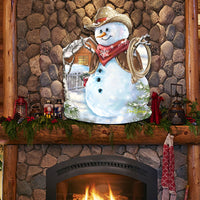 Country Western Snowman Winter Door Hanger