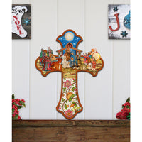 Christian Cross w/Nativity Door Hanger