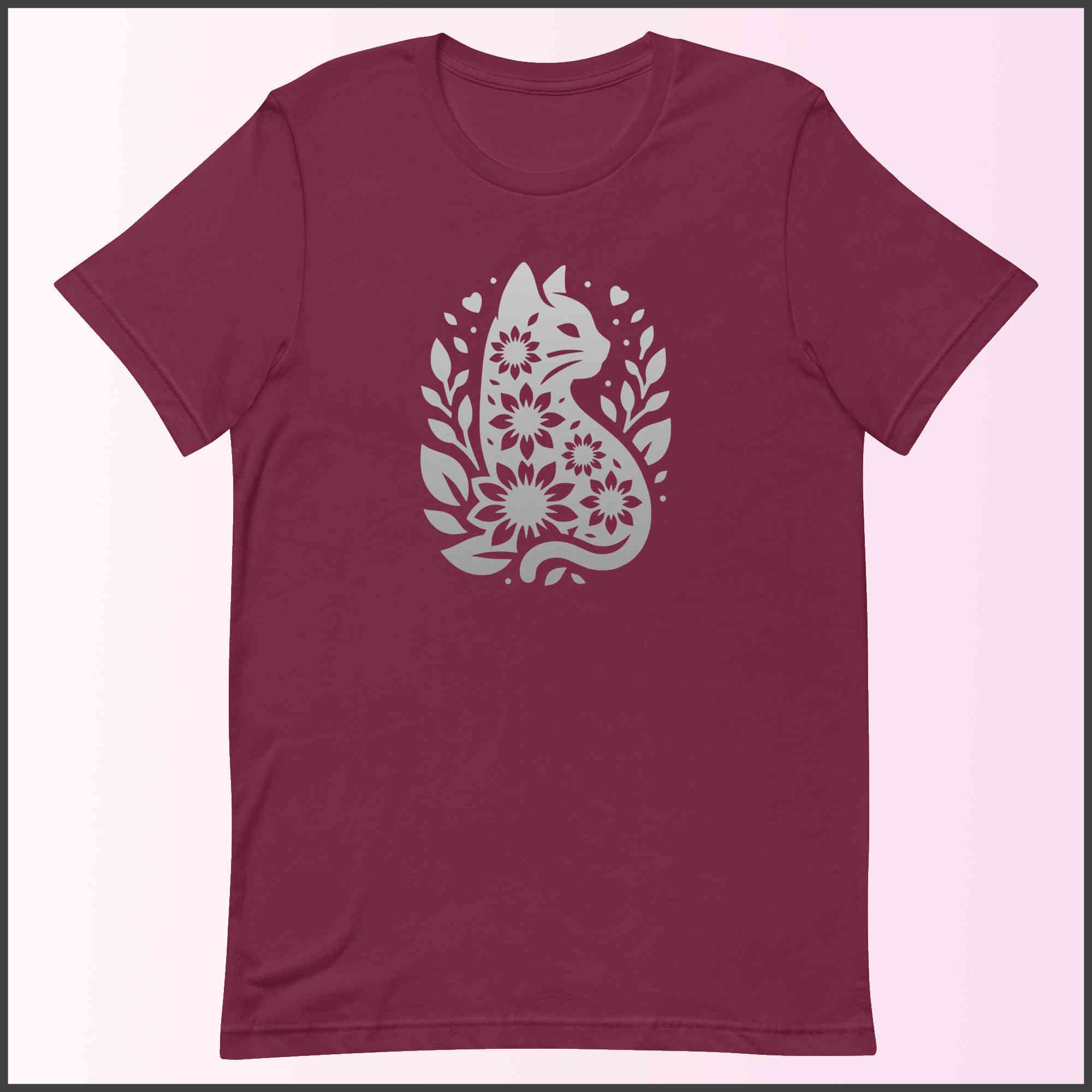 Floral Cat Graphic Unisex T-shirt