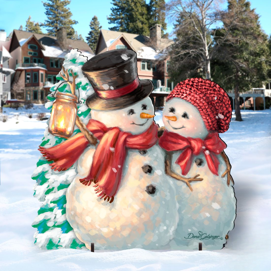 Vintage Snowman & Snowlady Lawn Art