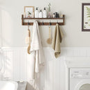 AMBIRD 28.9 Inch Length Shelf with Hooks Entryway Coat Rack Wall Mount Wood Coat Hooks with Shelf Wall-Mounted Coat Hook Rack with 5 Dual Hooks for Bathroom, Living Room, Bedroom (Brown)