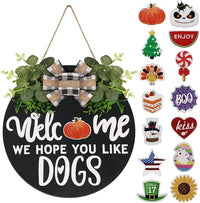 Halloween & Autumn Interchangeable Wooden Welcome Sign