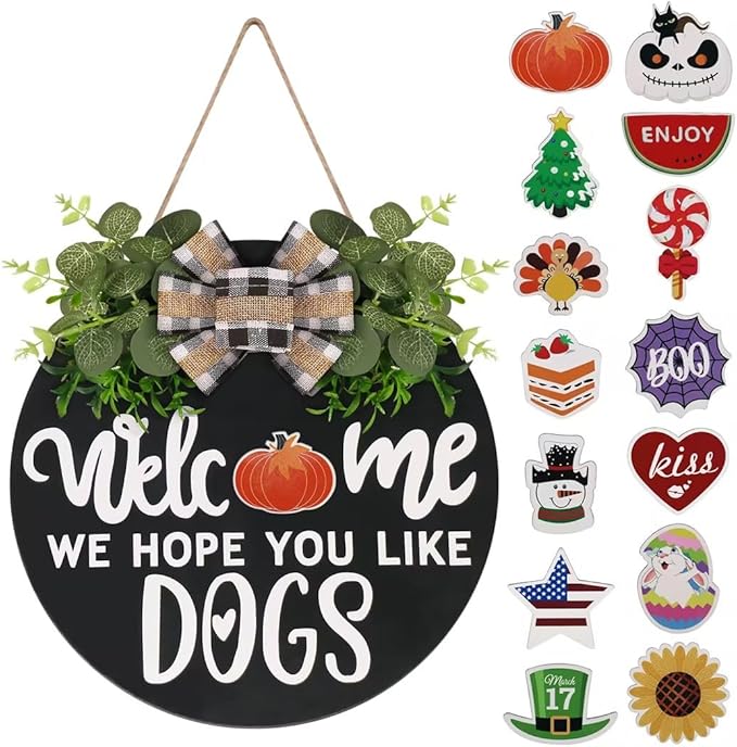 Halloween & Autumn Interchangeable Wooden Welcome Sign