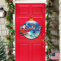 Christmas Eve Santa's Sleigh & Reindeer Door Hanger