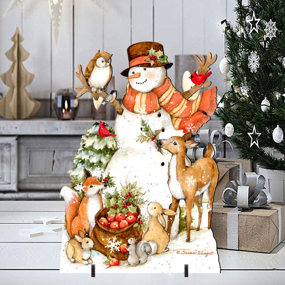 Storybook Snowman & Wildlife Friends Outdoor Decor
