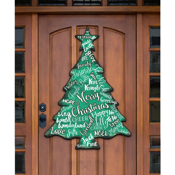 Modern Merry Christmas Tree Door Decor