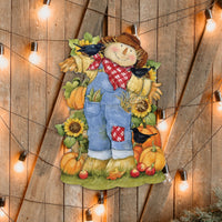 Harvest Scarecrow Wood Door Art