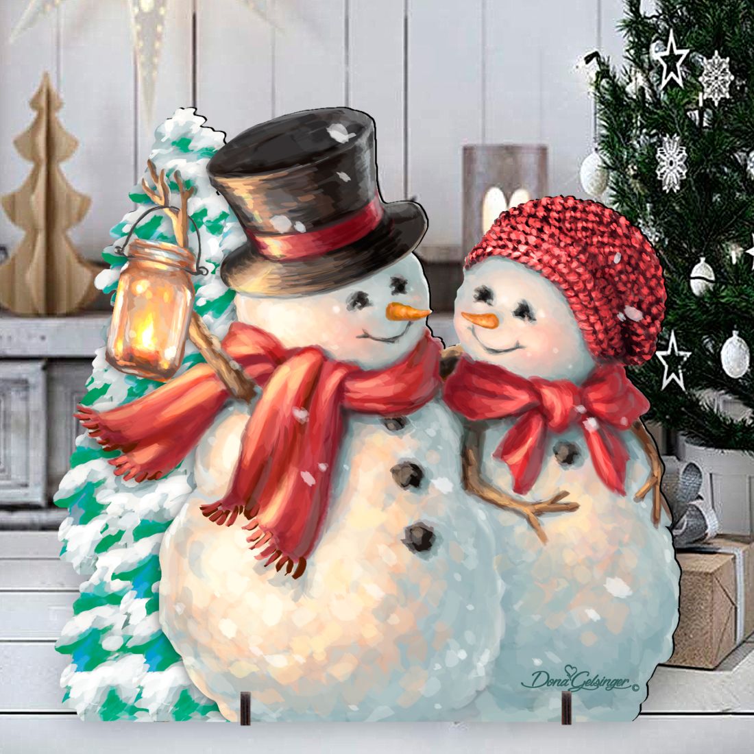Vintage Snowman & Snowlady Lawn Art
