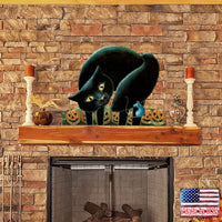 Black Cat Halloween Wood Door Art