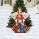 Little Girl Angel & Nativity Scene Outdoor Art