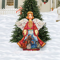 Little Girl Angel & Nativity Scene Outdoor Art